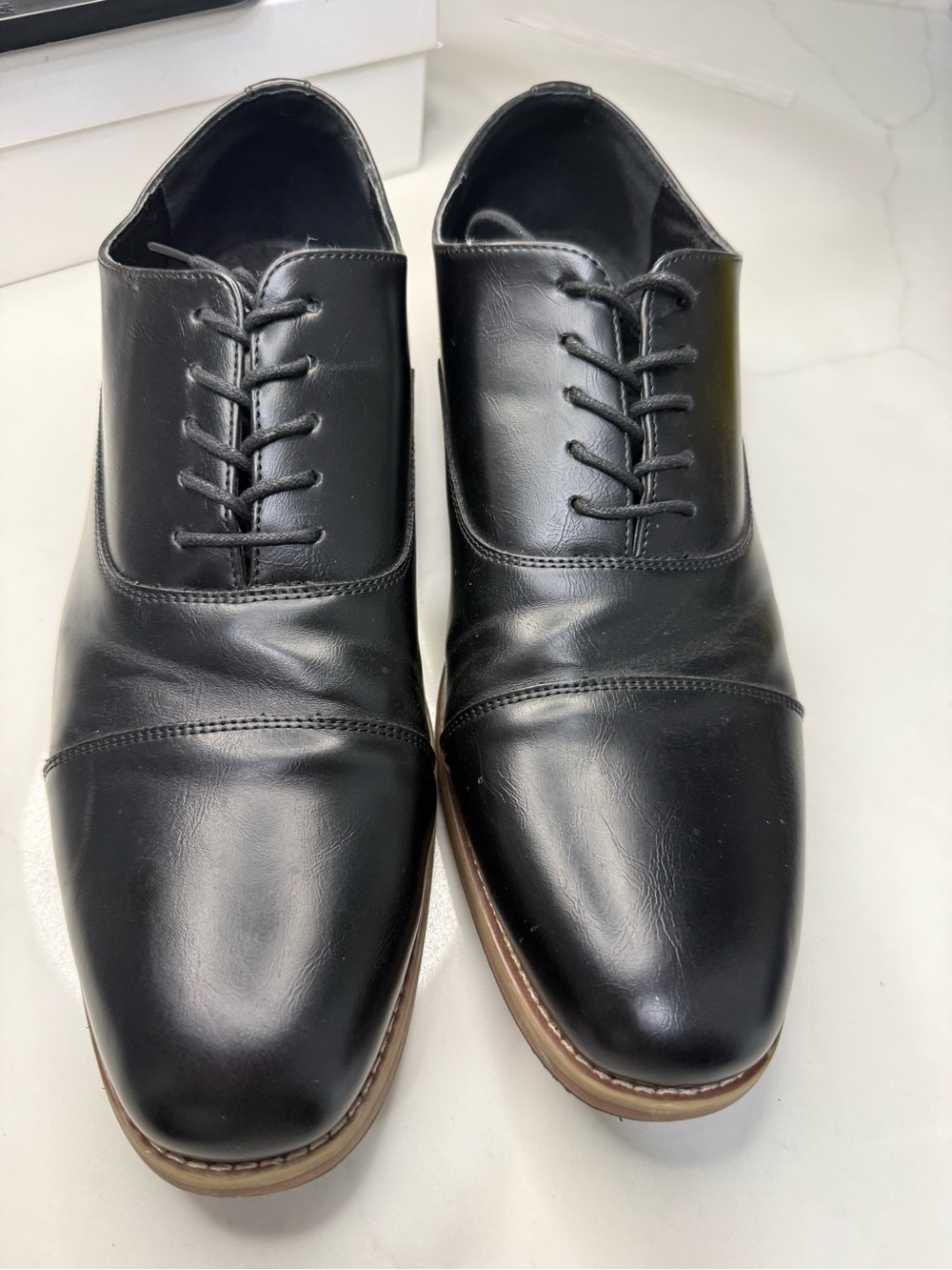 Classic Black Leather Cap-Toe Oxford Dress Shoes men size 13